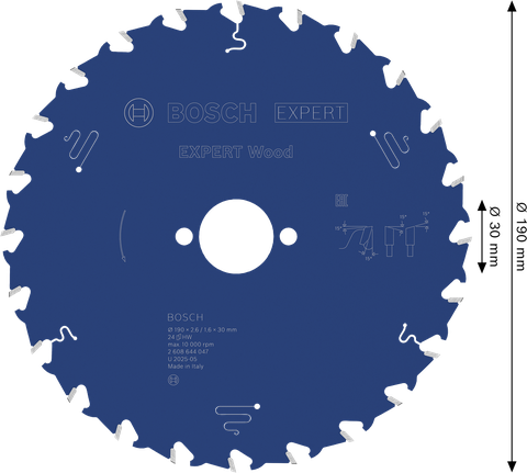 BoschEXPERT 木工圆锯片 190mm，切割干净利落。